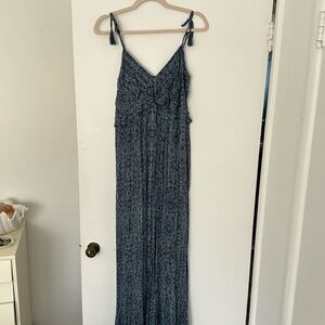 NWOT Lovestitch Medium Blue Silver Maxi Dress Ikat sundress
